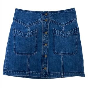Free People | Button Front Denim Pocket Mini Skirt